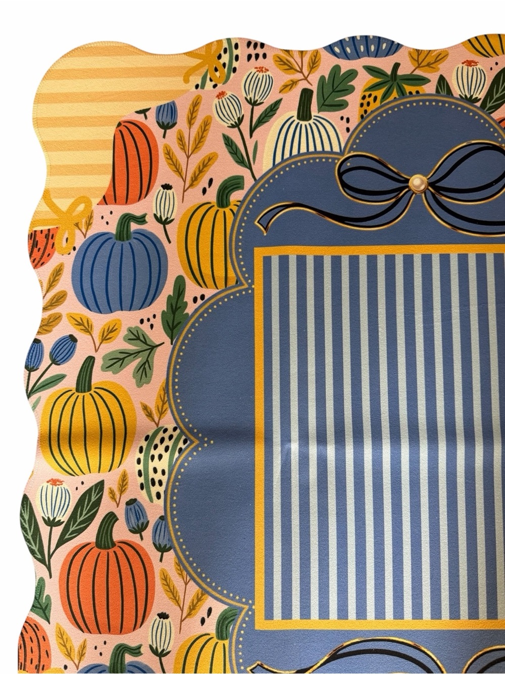NEW Custom Designed Festive Blue Pumpkin Scalloped Edge Mahjong Mat - Picture 3 of 8